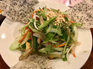 Dragon fruit salad. Very light, fresh, and pickle-y. Very good! at Hoa Sen Vegetarian Restaurant in Garden Grove