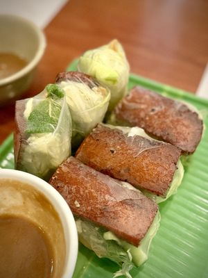 BBQ Pork Spring Rolls  at Hoa Sen Vegetarian Restaurant in Garden Grove
