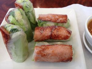 best 'pork' sping rolls!  packed with flavor and texture!  Addictived to these! at Hoa Sen Vegetarian Restaurant in Garden Grove