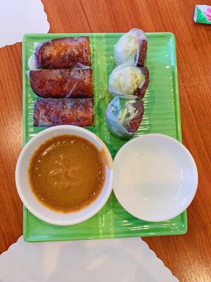 BBQ pork spring rolls (nem nuong) at Hoa Sen Vegetarian Restaurant in Garden Grove