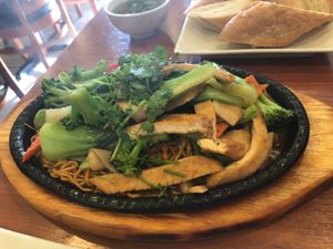 Stir Fried Yellow Noodle at Hoa Sen Vegetarian Restaurant in Garden Grove