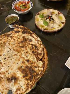 Hummus and flatbread (10.000 KRW)  at Wardah in Jeju