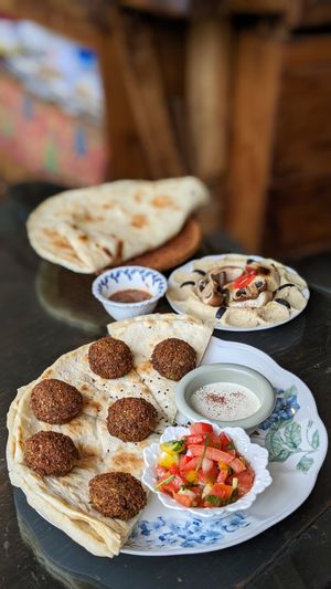 Falafel & Flat Bread, Mushroom Hummus & Flat Bread at Wardah in Jeju