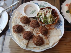 Falafel (there is also a lentil soup served with it) at Wardah in Jeju
