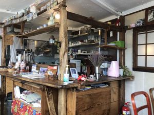 Interior. Kitchen & bar area at Wardah in Jeju