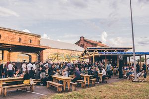 The huge terrace just behind the trainstation. at La Grenze in Strasbourg