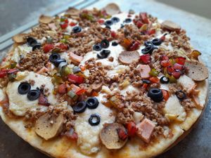 Vegan pizza meatless feast 199.000 at Filthy Vegan in Ho Chi Minh City