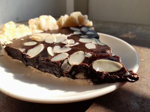 Slice of chocolate raspberry tart 95.000 at Filthy Vegan in Ho Chi Minh City