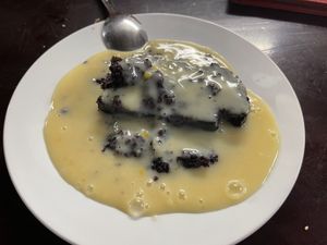 Brownie and custard   at Filthy Vegan in Ho Chi Minh City