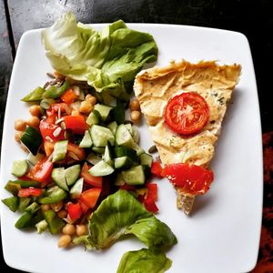 Vegan quiche with high protein salad at Filthy Vegan in Ho Chi Minh City
