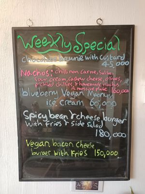 Specials board at Filthy Vegan in Ho Chi Minh City