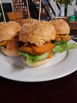 Vegan bacon cheese burgers at Filthy Vegan in Ho Chi Minh City