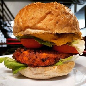 Spicy bean burger at Filthy Vegan in Ho Chi Minh City