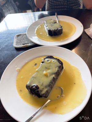 Vegan brownie and custard   at Filthy Vegan in Ho Chi Minh City