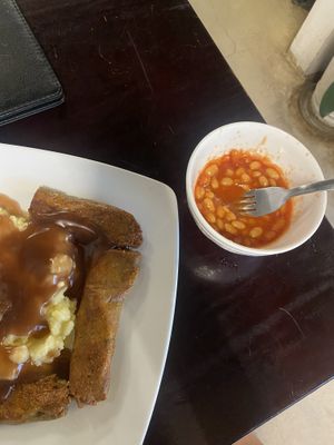 Bangers and mash with a side of beans   at Filthy Vegan in Ho Chi Minh City