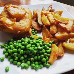 Vegan no fish and chips with peas 135.000 at Filthy Vegan in Ho Chi Minh City