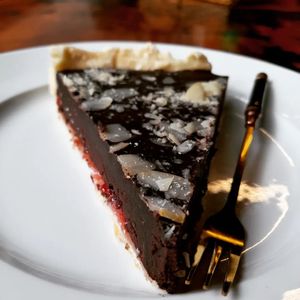 Chocolate raspberry tart 95.000 at Filthy Vegan in Ho Chi Minh City