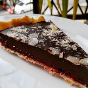 Chocolate raspberry tart 95.000 at Filthy Vegan in Ho Chi Minh City
