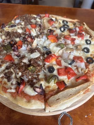 Pizza sausage on left and Mexican on right !  at Filthy Vegan in Ho Chi Minh City