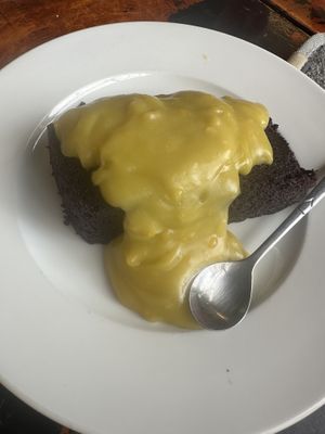 Brownie with custard  at Filthy Vegan in Ho Chi Minh City