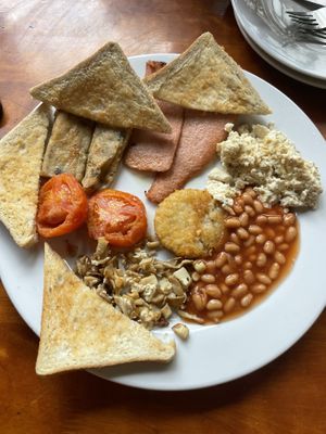 English breakfast 50/50 peas and beans  at Filthy Vegan in Ho Chi Minh City