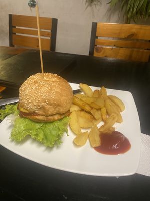 No frills burger   at Filthy Vegan in Ho Chi Minh City