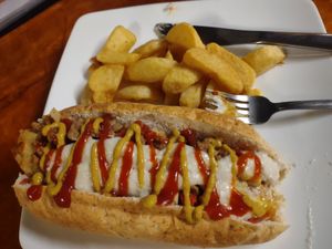 Chili cheese dog. Fries/chips at Filthy Vegan in Ho Chi Minh City