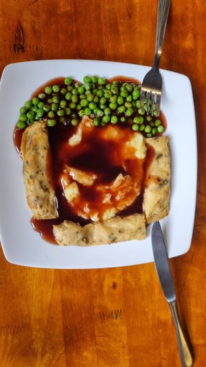 Bangers 'n' Mash with Garden Peas at Filthy Vegan in Ho Chi Minh City