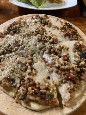 Half Mexican half mushroom pizza!  at Filthy Vegan in Ho Chi Minh City
