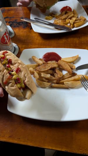 spicy dog with homemade chips at Filthy Vegan in Ho Chi Minh City