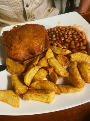 Vegan fish and chips with beans  at Filthy Vegan in Ho Chi Minh City