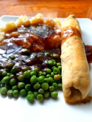Vegan sausage roll with mash potatoes at Filthy Vegan in Ho Chi Minh City