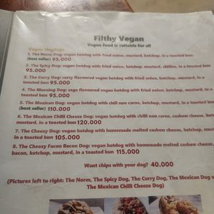 Some of the menu at Filthy Vegan in Ho Chi Minh City