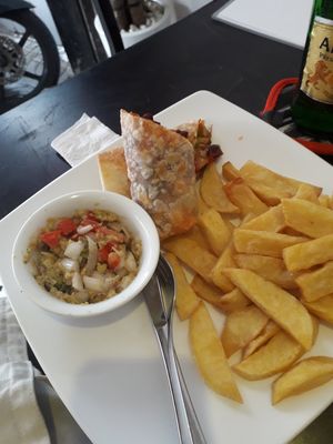 Vegan burrito with fries at Filthy Vegan in Ho Chi Minh City