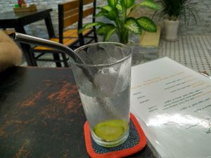 Lime juice with metal straw at Filthy Vegan in Ho Chi Minh City