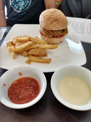 Lentil burger at Filthy Vegan in Ho Chi Minh City