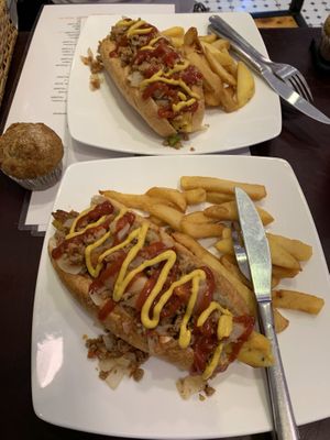 Mexican hotdog and chips  at Filthy Vegan in Ho Chi Minh City