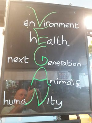 A sign outside at Filthy Vegan in Ho Chi Minh City