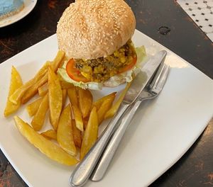 Curry burger at Filthy Vegan in Ho Chi Minh City