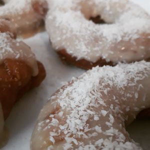 Vanilla doughnuts with coconut shavings at Filthy Vegan in Ho Chi Minh City