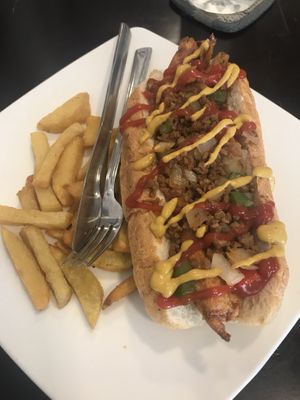 mexi dog and fries! at Filthy Vegan in Ho Chi Minh City