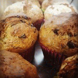 Sweet banana muffins. Banana and choc chip muffins at Filthy Vegan in Ho Chi Minh City