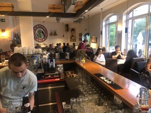 Lovely staff & sitting at the bar is Koop   at Green Flamingo in Innsbruck