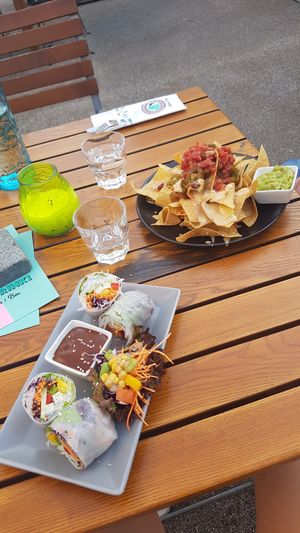 Summer rolls and nachos at Green Flamingo in Innsbruck