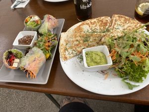 Summer rolls and quesadillas starters  at Green Flamingo in Innsbruck