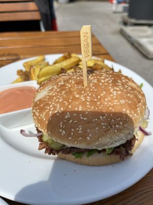 Vegan burger  at Green Flamingo in Innsbruck