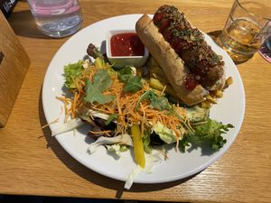 Beyond Meat Hot Dog 🌭  at Green Flamingo in Innsbruck