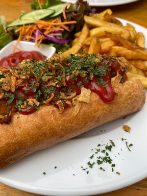 Hot dog at Green Flamingo in Innsbruck