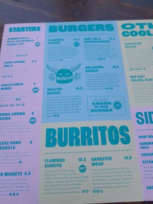 Menu at Green Flamingo in Innsbruck