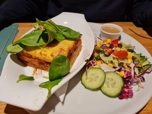 vegan lasagna at Green Flamingo in Innsbruck